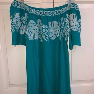 Pretty Teal Off the Shoulder Dress